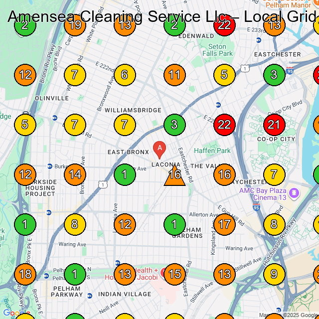 Amensea Cleaning Service Llc Commercial Cleaning Service GeoGrid ranking map for Bronx NY